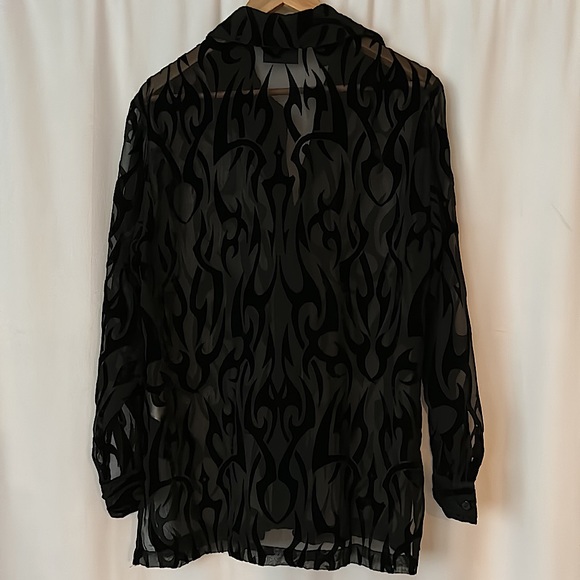 Harley-Davidson Black Burnt Velvet See Thru Long Sleeve Shirt Top **Size M**🔥🔥 - Picture 2 of 8